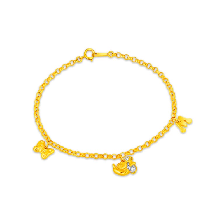 SK JEWELLERY 10K GOLD BRACELET SMALL CHARM MINNIE MOUSE BRACELET FOR WOMEN MALAYSIA