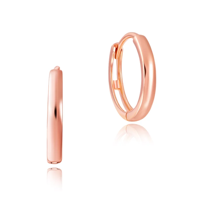 SK JEWELLERY 14K ROSE GOLD ROUND HOOPS HUGGIES EARRINGS MALAYSIA