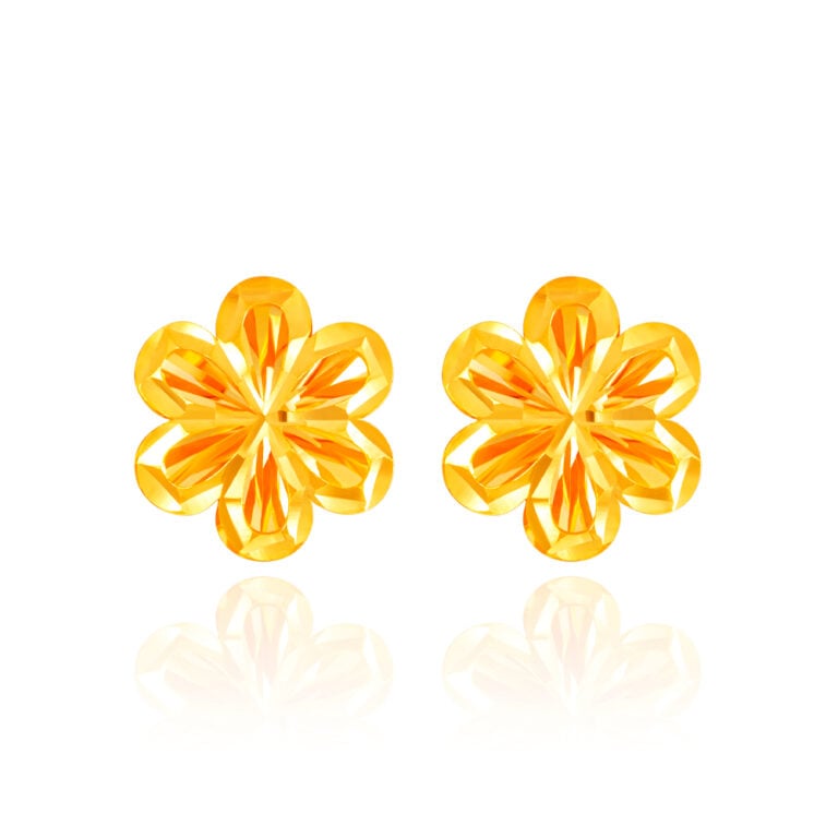 SK 916 BLOOM BRILLIANCE Stud GOLD EARRINGS featuring flower, perfect for women's earrings