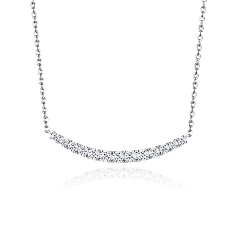 SK Jewellery Dazzling Smile 10k white gold diamond necklace for woman.
