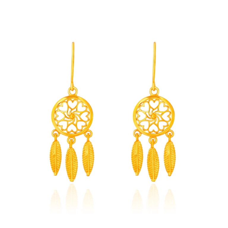 SK 916 DREAMCATCHER Hoop GOLD EARRINGS for women