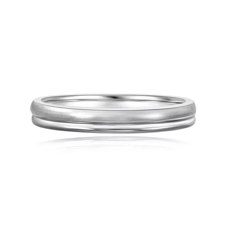 SK mens wedding rings in platinum with a dual textured design