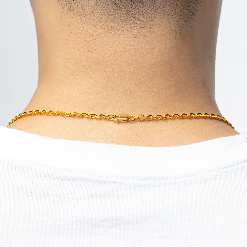 Round Flat Link 916 Gold Cable Chain in 916 Gold - SK Jewellery