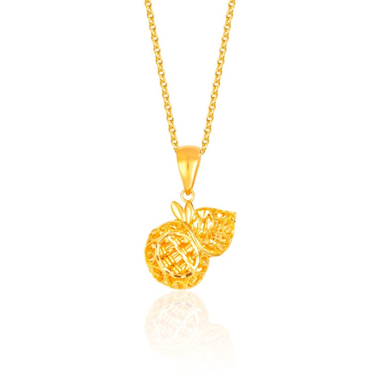 SK 916 RIBBON HULU ABACUS GOLD PENDANT & NECKLACE FOR WOMEN