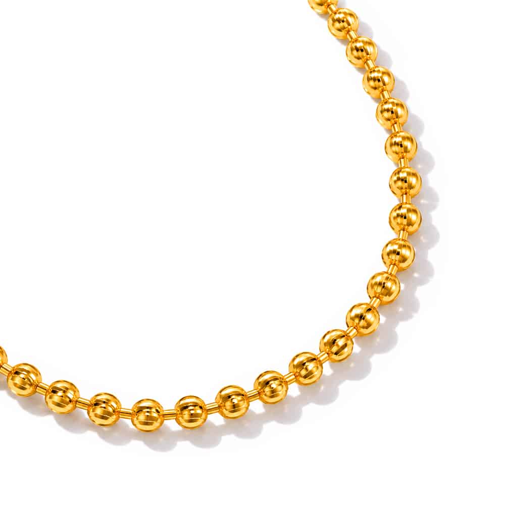 Beaded 916 Gold Chain in 916 Gold - SK Jewellery