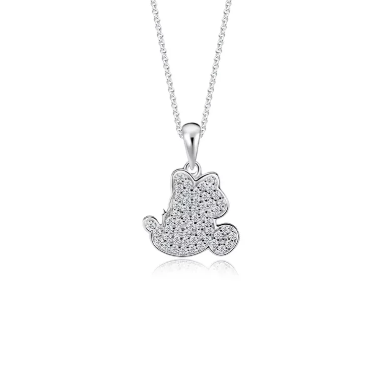 SK DIAMOND PENDANT STARRY MINNIE featuring the iconic silhouette of minnie mouse studded with lab grown diamonds in 10k white gold NECKLACE FOR WOMEN