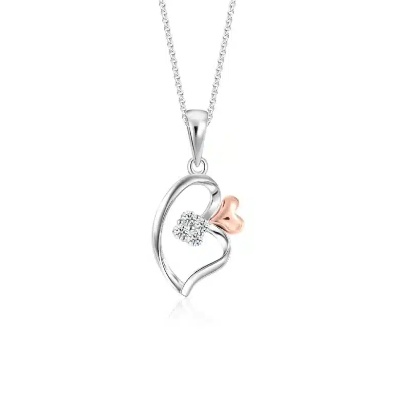 SK DIAMOND PENDANT STARLETT DEVOTION a rose gold heart pendant in 10k white gold and rose gold featuring lab grown diamonds NECKLACE FOR WOMEN
