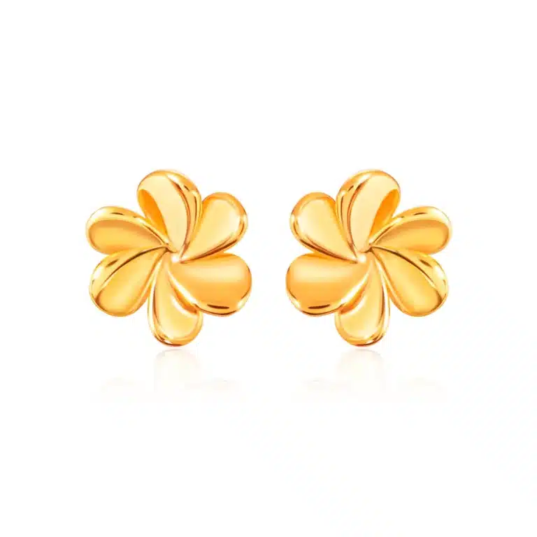 SK earrings malaysia in 916 gold with a floral design as a stud earring