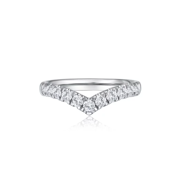 SK WEDDING BAND DIAMOND RING in wishbone design in 18k white gold with lab grown diamond STARLETT V