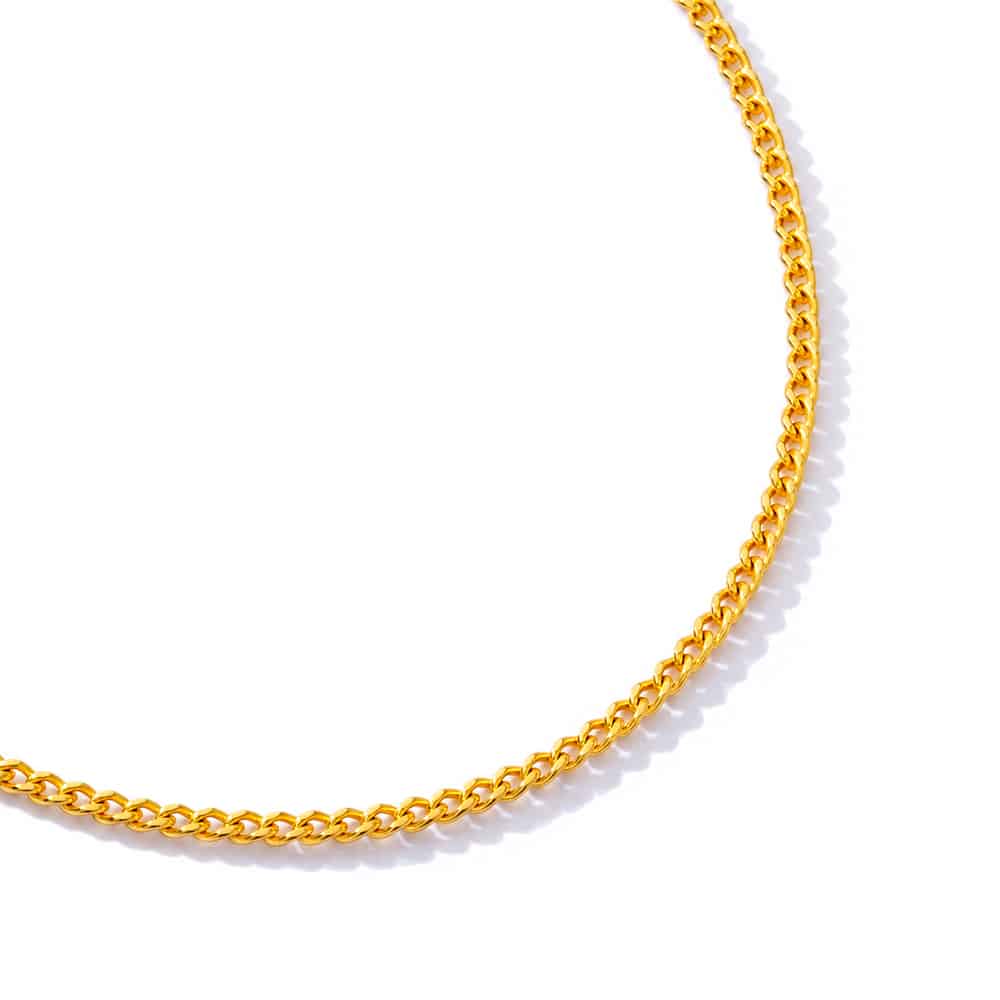 999 Pure Gold Curb Link Chain (THIN) in 999 Pure Gold - SK Jewellery