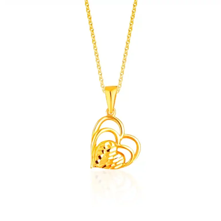 sk916 love thrice gold necklace for women