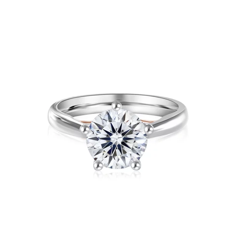 SK DIAMOND RING in 18k white gold and rose gold with a crown setting and 5 prongs THE HELIX ALLSTAR