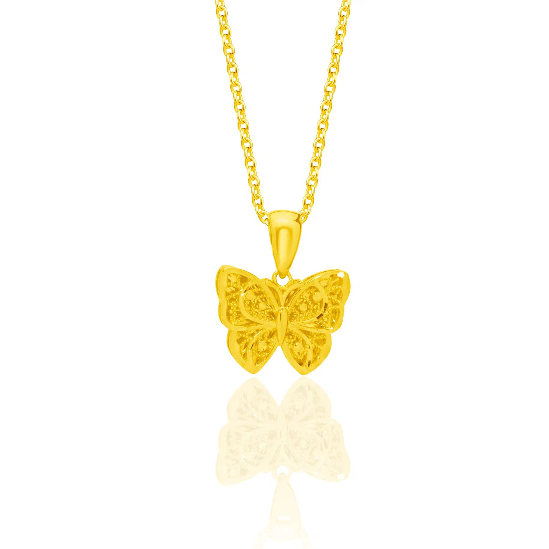 Rantai leher emas 916 terkini dengan loket Elegant Aurelia Gold Butterfly.