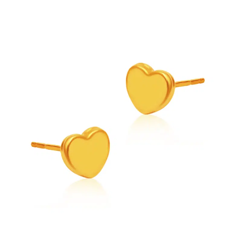 SK earrings malaysia in 916 gold material with a classic heart design as a stud earring