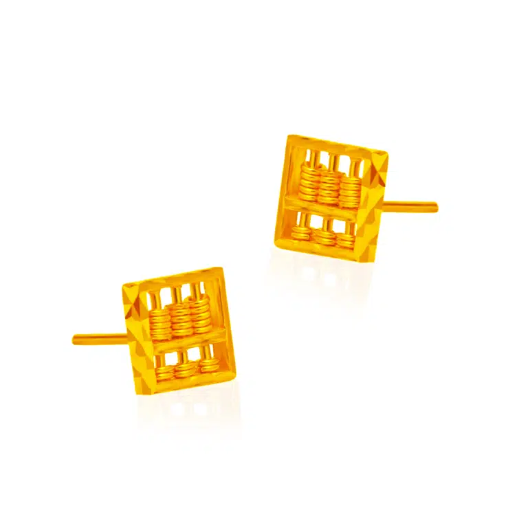 SK earrings malaysia in 916 gold material with abacus moveable beads design and a butterfly earring backing