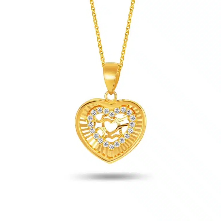 SK 916 Heart Affection Diamond Gold Heart Necklace for women