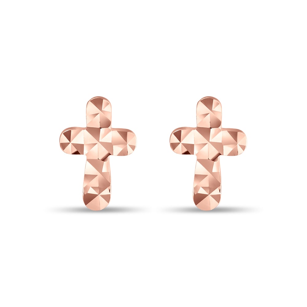 Glimmering Faith 14K Rose Gold Loca Earrings in 14K Gold - SK Jewellery