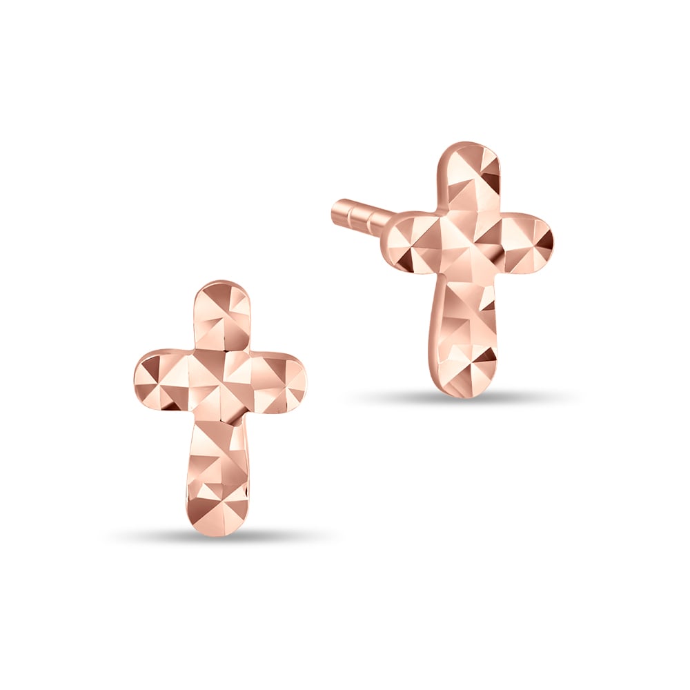 Glimmering Faith 14K Rose Gold Loca Earrings in 14K Gold - SK Jewellery