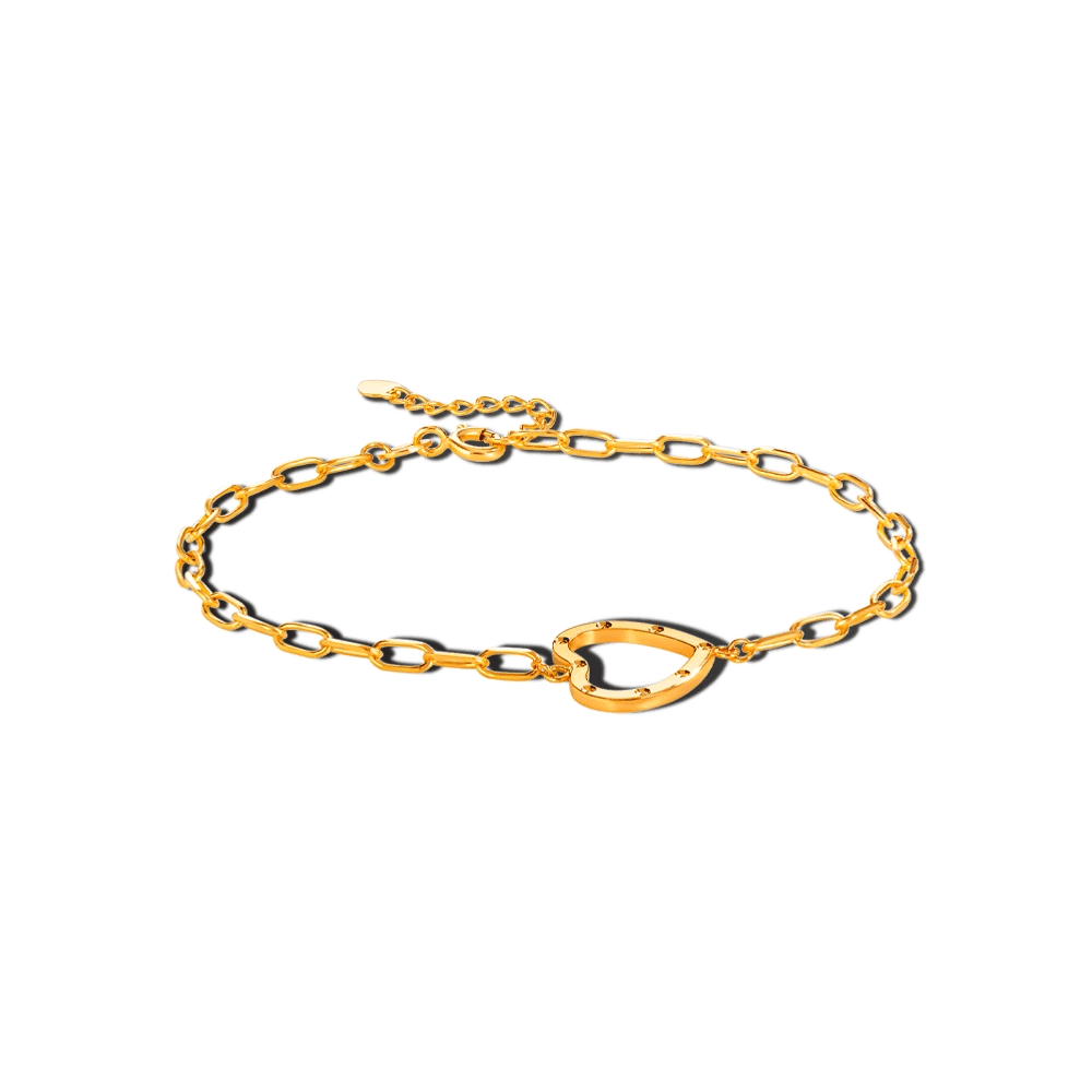 gelang tangan emas 916 dengan hiasan hati berpaku