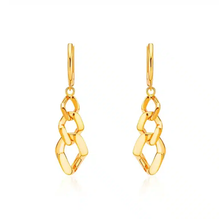SK earrings malaysia in 916 gold with a link chain design as a dangling earring