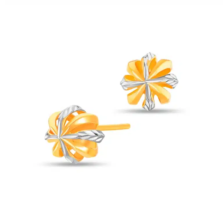SK earrings malaysia in 916 gold with a flower design in a stud earrings with a butterfly backing