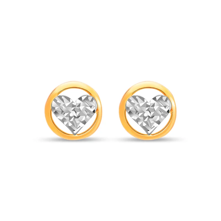 SK earrings malaysia in 916 gold with a heart design in a circling loop as a stud earring