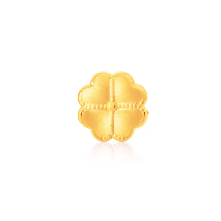 Clover of Fortune 999 Pure Gold Charm featuring a delicate clover design, perfect for adding a touch of elegance to your clover bracelet.