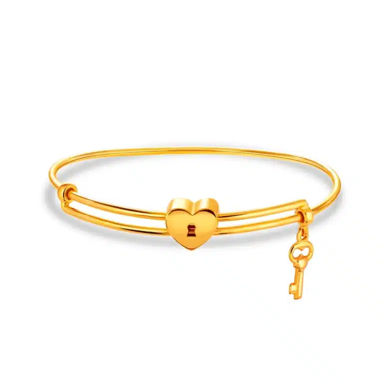 Modern Muse 916 Gold Bangle with lock and keys design