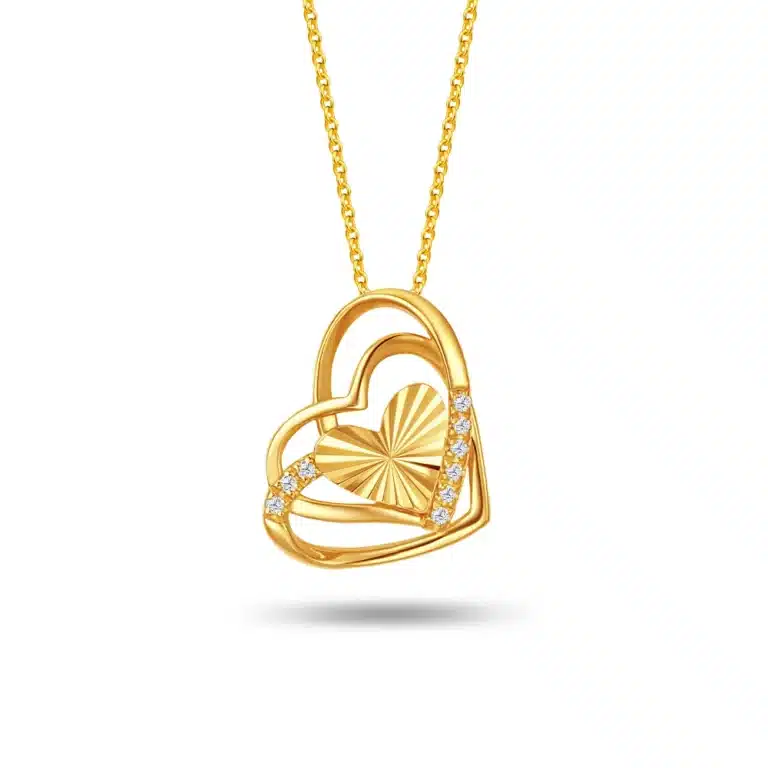 SK heart necklace in its elegant and timeless style which symbolises an unending bond in 916 gold with 9 lab grown diamonds
