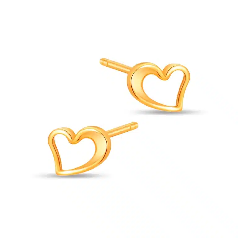 SK earrings malaysia in 916 gold with a heart design as a stud earring with butterfly backing