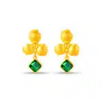 SK earrings malaysia in 999 gold with three leaf flower design in a dangling earrings
