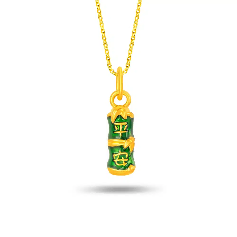 bamboo gold pendant as 5th anniversary gift for wife