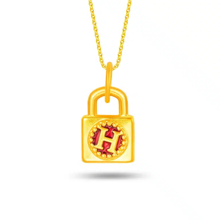 Classic Lock "H" 999 Gold Pendant