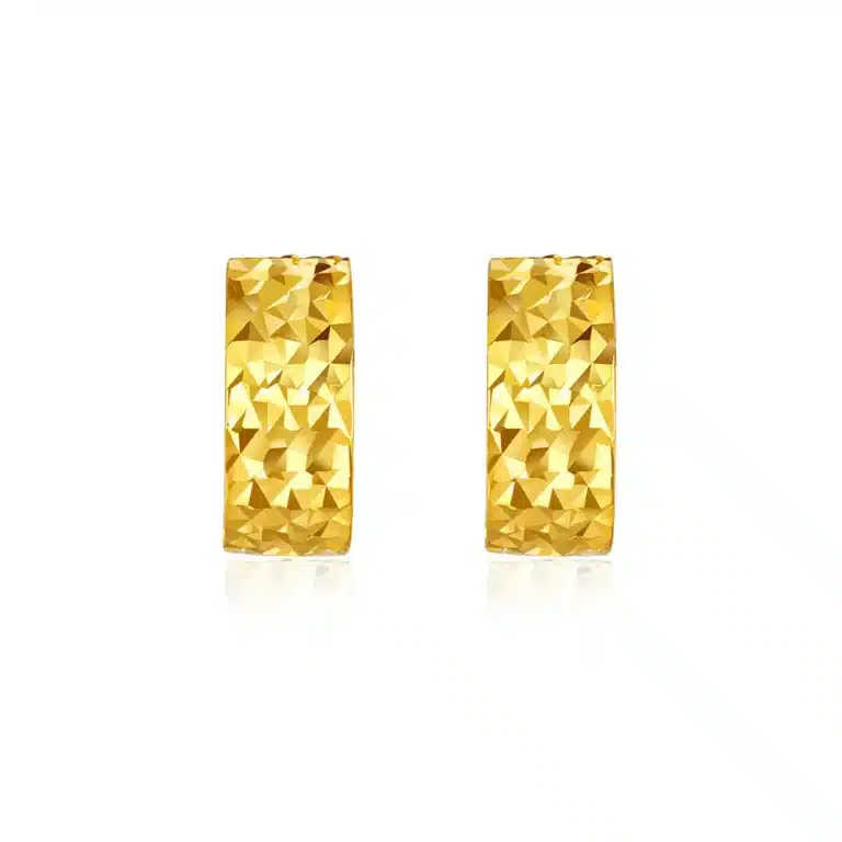 SK earrings malaysia with rounded hoop with texture design in 916 gold