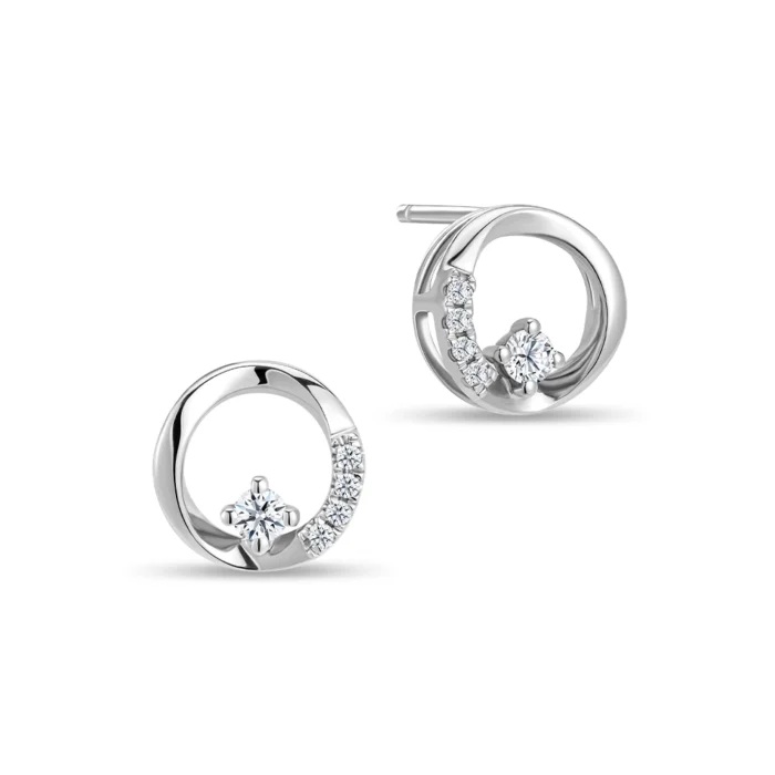 SK earrings malaysia in a circle design crafted using 10k white gold material with 10 lab grown diamonds