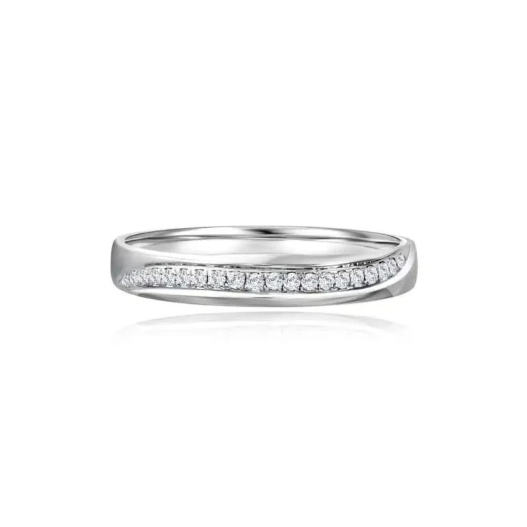 Sparkling Wave White Gold Diamond Wedding Band for women