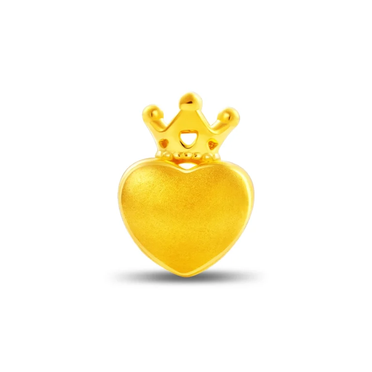 Crowned Heart 999 Pure Gold Elegance Charm