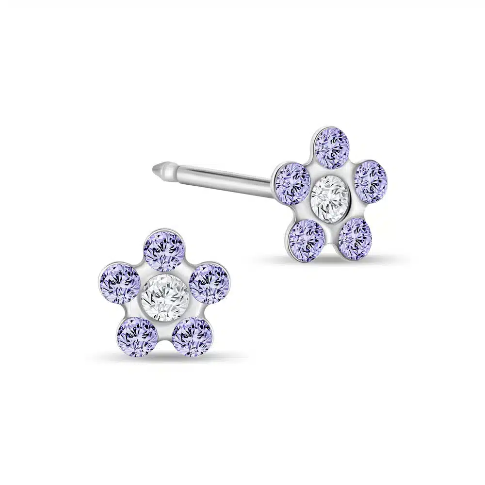 april crystal flower ear stud as 15th anniversary gift for wife