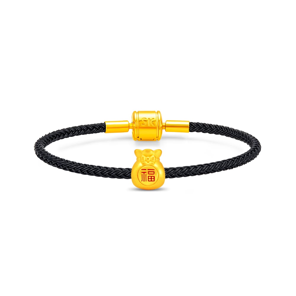 Auspicious Fu 999 Pure Gold Charm Bracelet