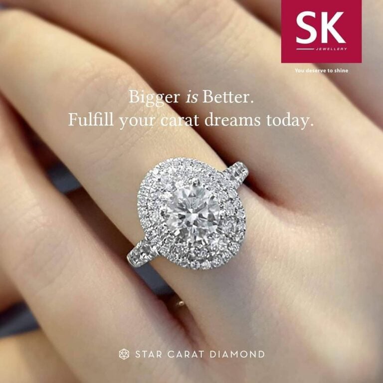 sk jewellery halo engagemeng ring
