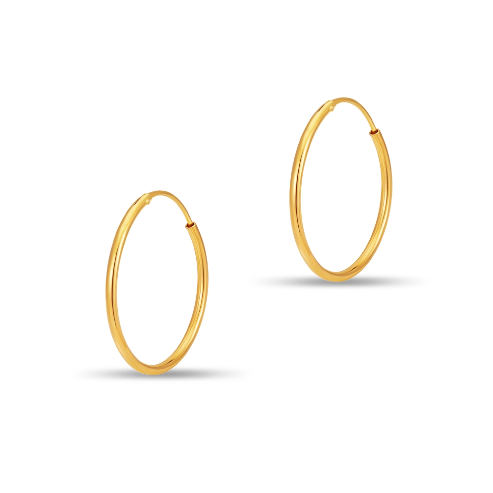 Timeless 916 Gold Hoop Earrings in yellow gold, featuring a sleek and minimalist thin hoop design crafted from 916 gold 