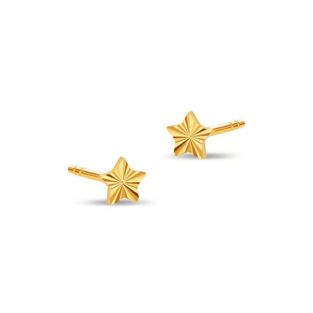 SK 916 Frilled Star Gold Stud Earrings made from 916 yellow gold