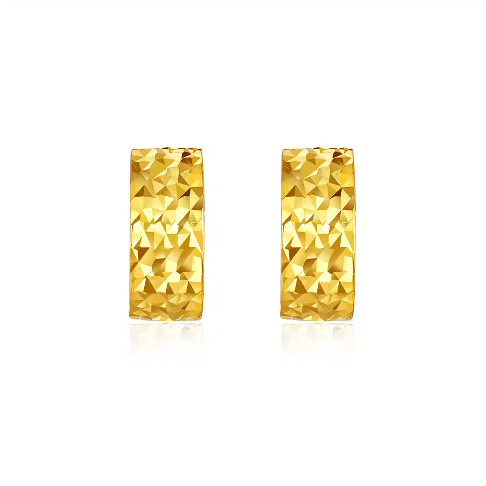 SK Classic Rustic Hoop Gold Earrings made with 916 gold