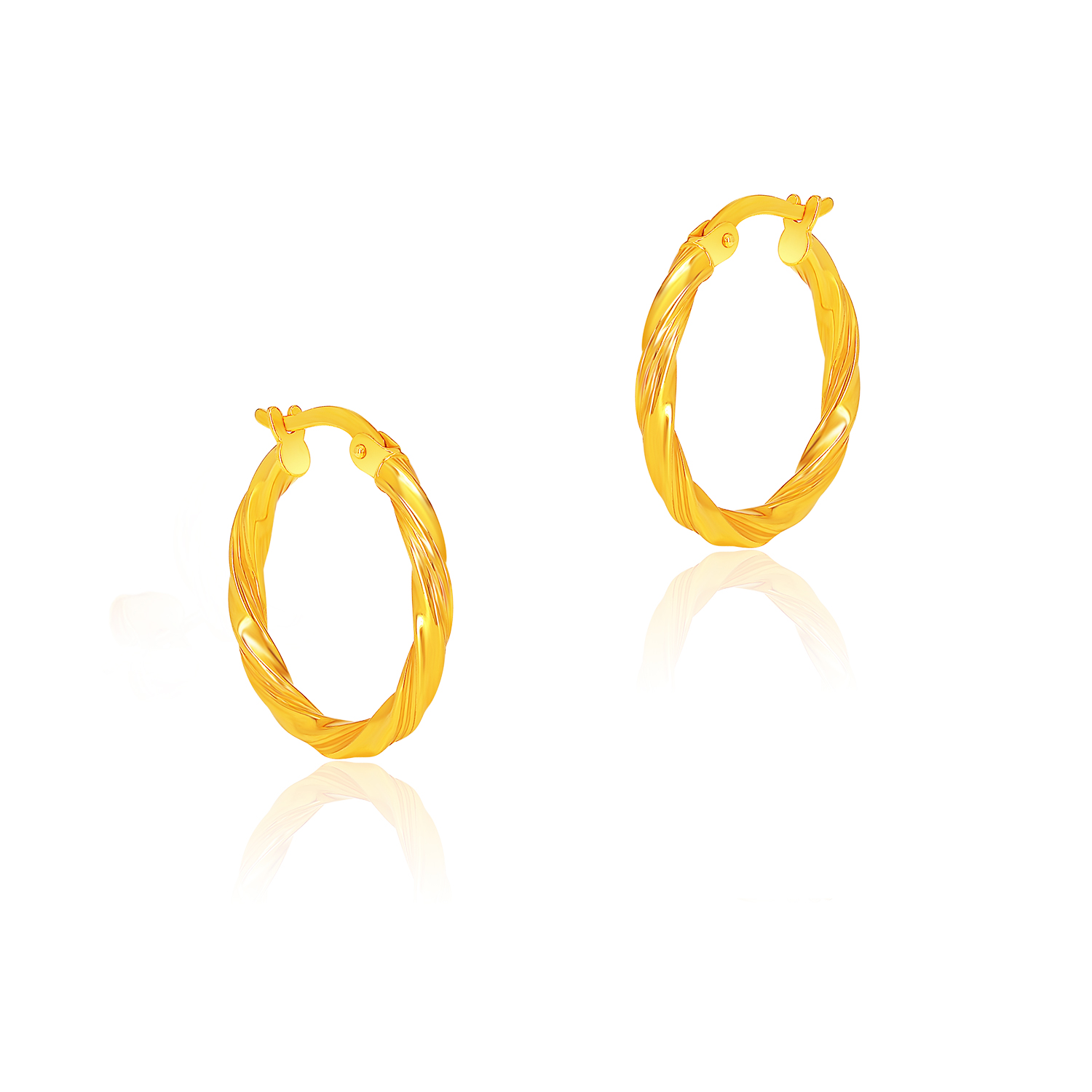 SK 916 Hoop Twist Earrings crafted in 916 gold, featuring a bold twisted hoop design in yellow gold