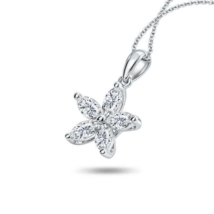 Blossom Brilliance 10K White Gold Pendant