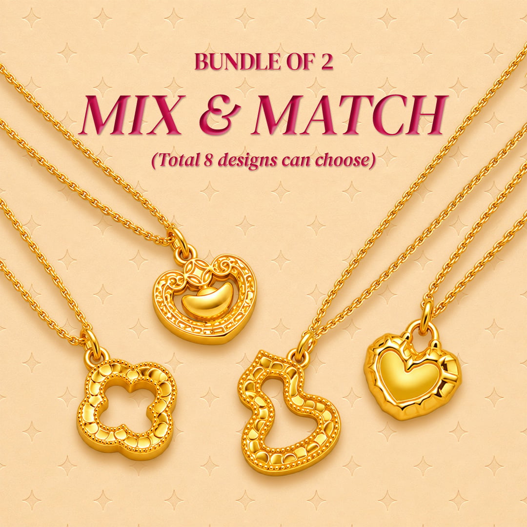 Abundance Fortune and Luck 999 Gold Pendant Mix-And-Match Bundle in 999 Pure Gold - SK Jewellery