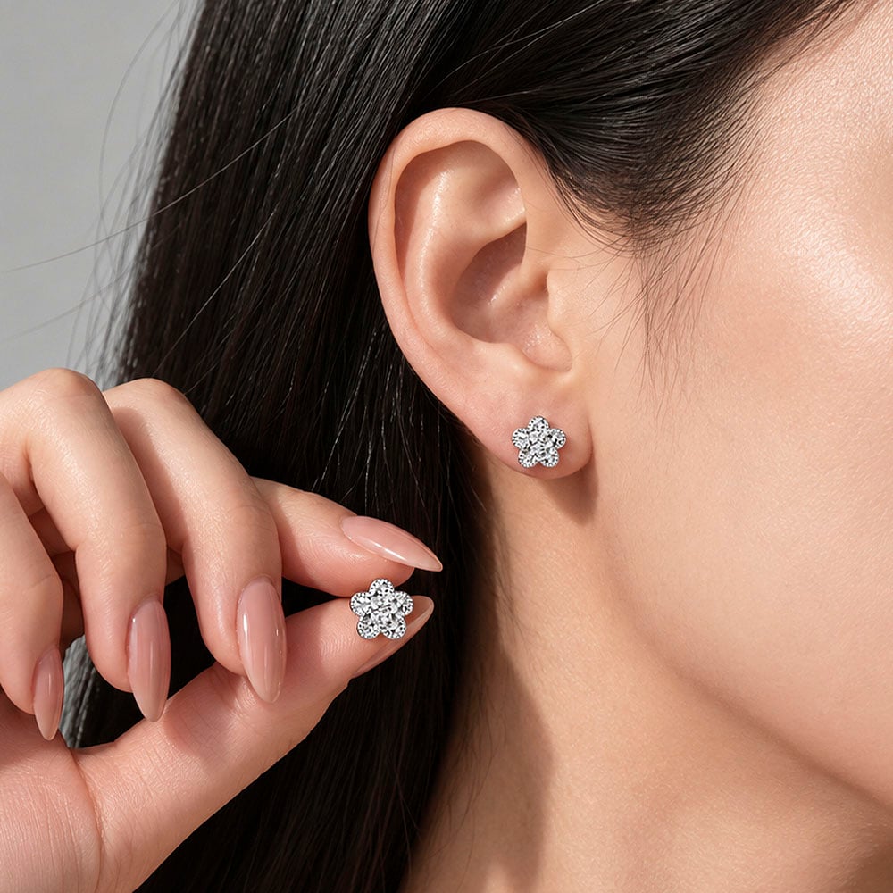 Sweet Bliss Bloom 10K White Gold Earring
