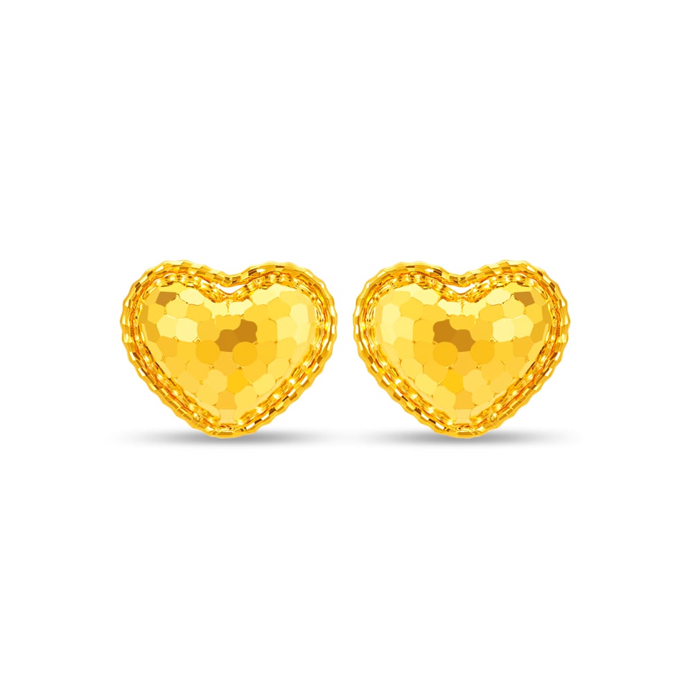 Lustrous Frosty Heart 999 Pure Gold Earrings in 999 Pure Gold - SK Jewellery