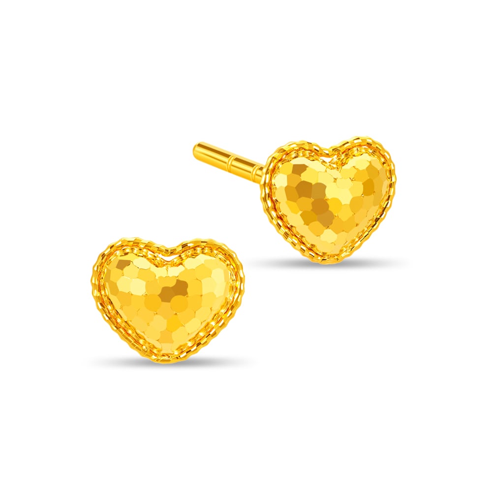 Lustrous Frosty Heart 999 Pure Gold Earrings in 999 Pure Gold - SK Jewellery
