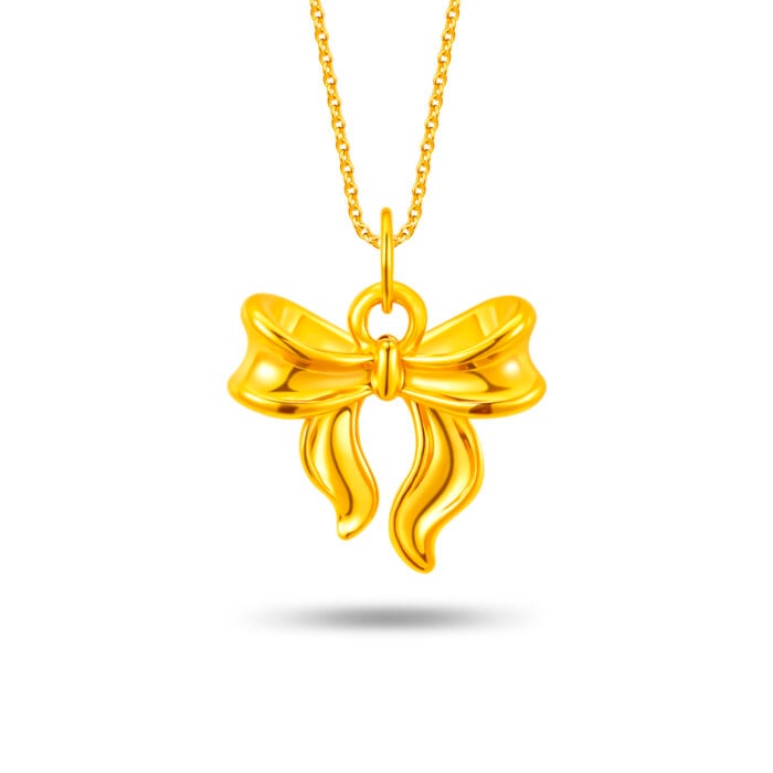 Golden Elegant Bow 999 Pure Gold Pendant